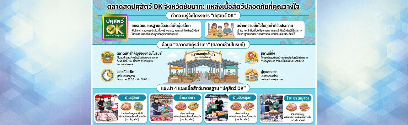 ตลาดสดปศุสัตว์ OK จังหวัดชัยนาท : แหล่งเนื้อสัตว์ปลอดภัยที่คุณวางใจ
