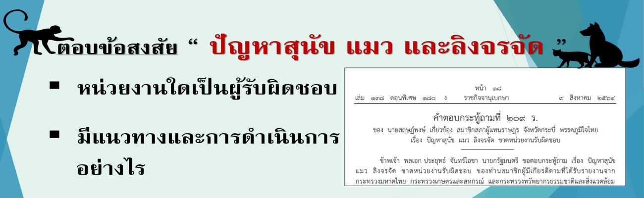 จังหวัดนนทบุรี-ตอบข้อสงสัย "ปัญหา สุนัข แมว ลิง จรจัด"