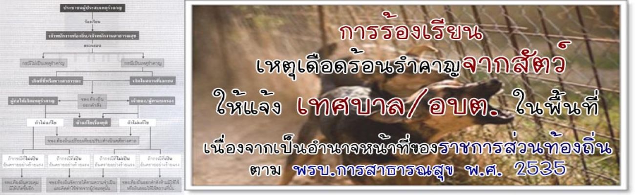 จังหวัดนนทบุรี-การร้องเรียนเหตุเดือดร้อนรำคาญจากสัตว์ ให้แจ้งเทศบาล/อบต.ในพื้นที่